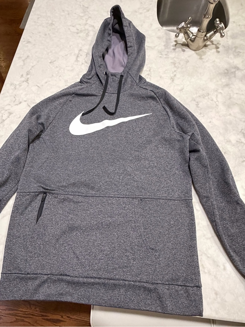 Nike lightweight Men’s Dark Gray Crewneck Hoodie with White Swoosh